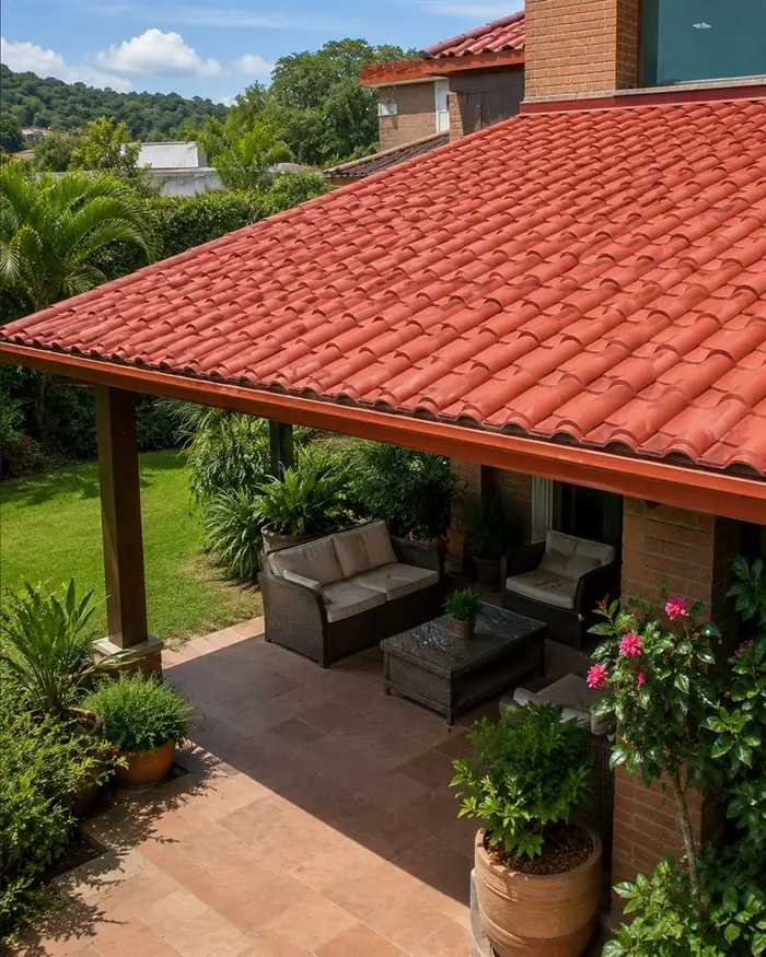 Casa con patio y Teja Colonial